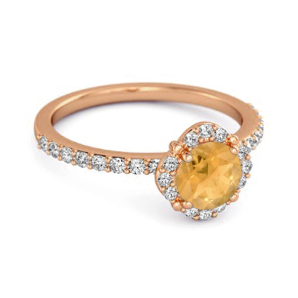 Citrine Solitaire Accents 925 Sterling Silver Friendship Ring
