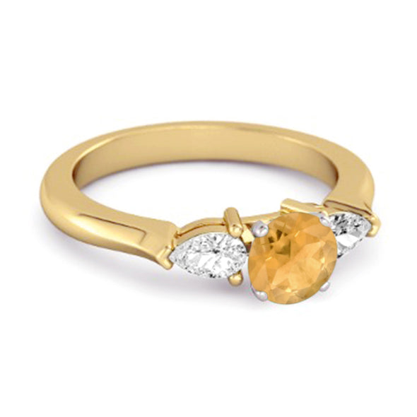 Citrine Simulated Diamond 925 Sterling Silver Women Love Ring