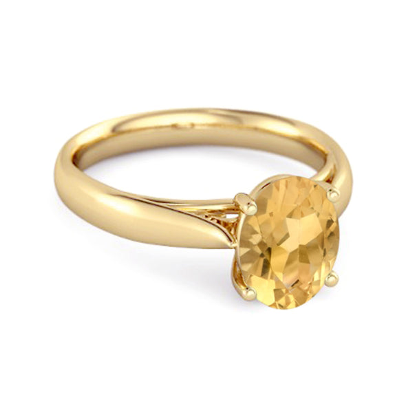 Single Stone 1.50 Ctw Citrine 925 Sterling Silver Stackable Ring