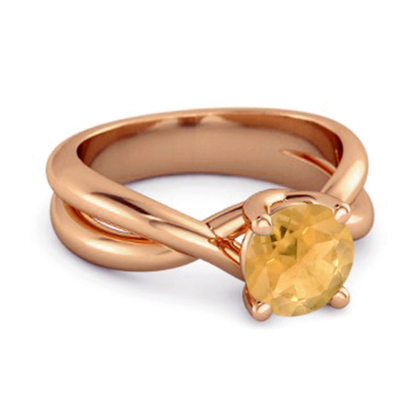 0.25 Ctw Round Cut Citrine 925 Sterling Silver Embrace Ring