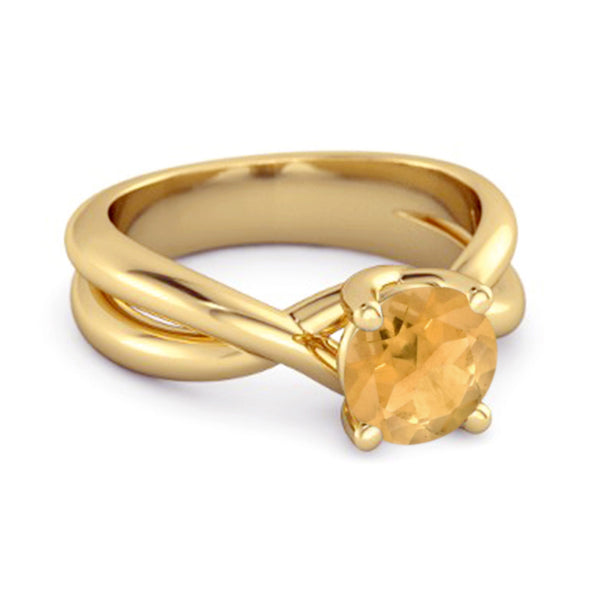 0.25 Ctw Round Cut Citrine 925 Sterling Silver Embrace Ring