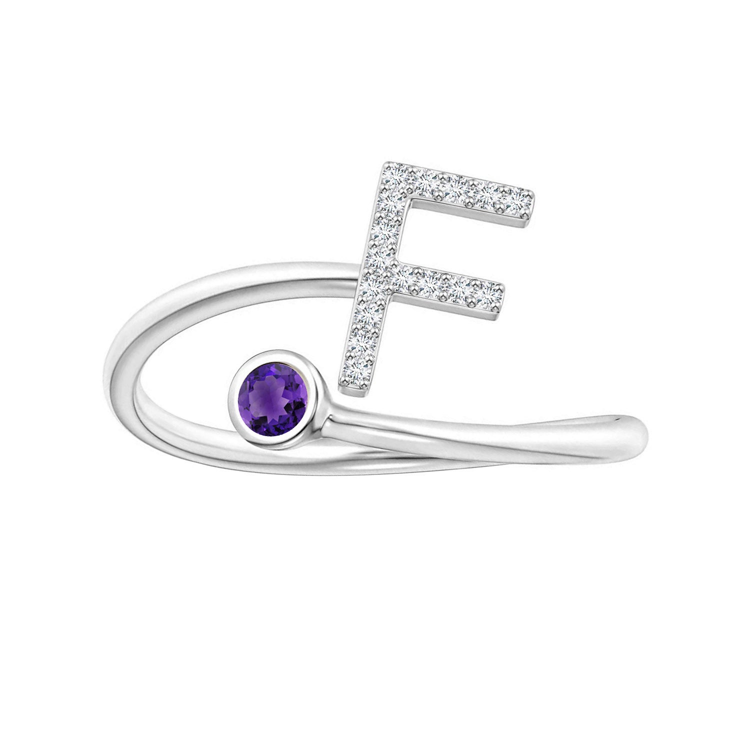 Initials Amethyst Alphabet Ring