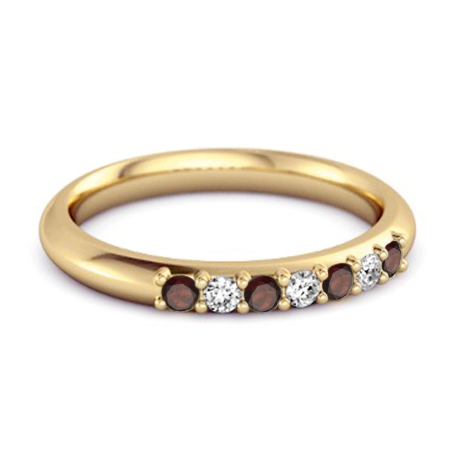 Garnet Eternity Stackable Ring – Sterling Silver