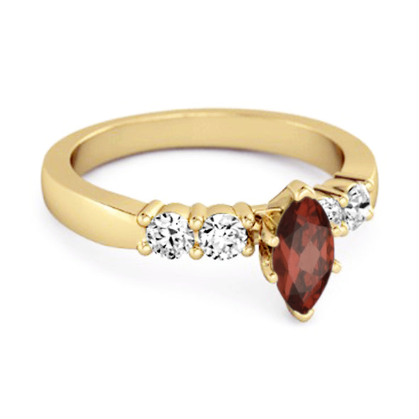 Marquise Cut 0.10 Ctw Garnet Princess Ariana Wishbone Ring