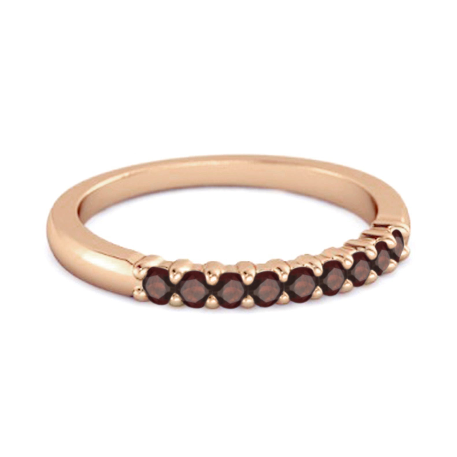 Garnet Round Half Eternity Ring – Sterling Silver