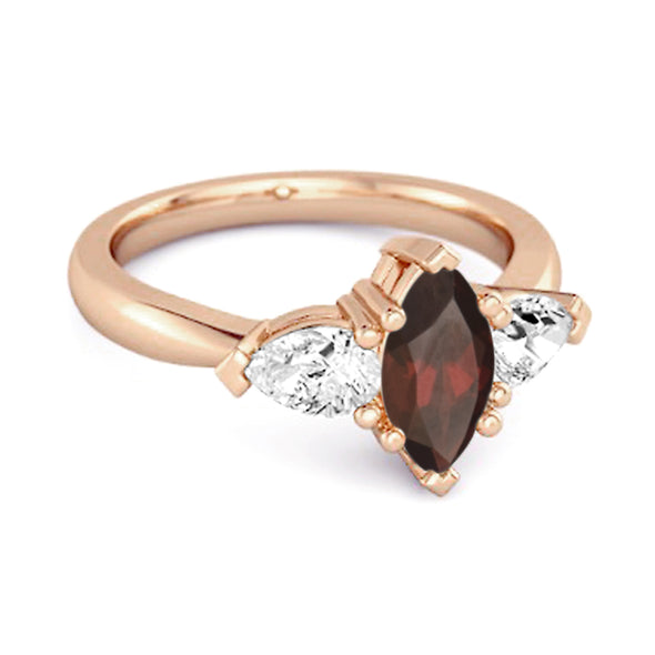 Solitaire 0.25 Ctw Marquise Cut Garnet 925 Sterling Silver Ring