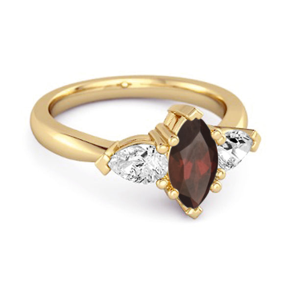 Solitaire 0.25 Ctw Marquise Cut Garnet 925 Sterling Silver Ring