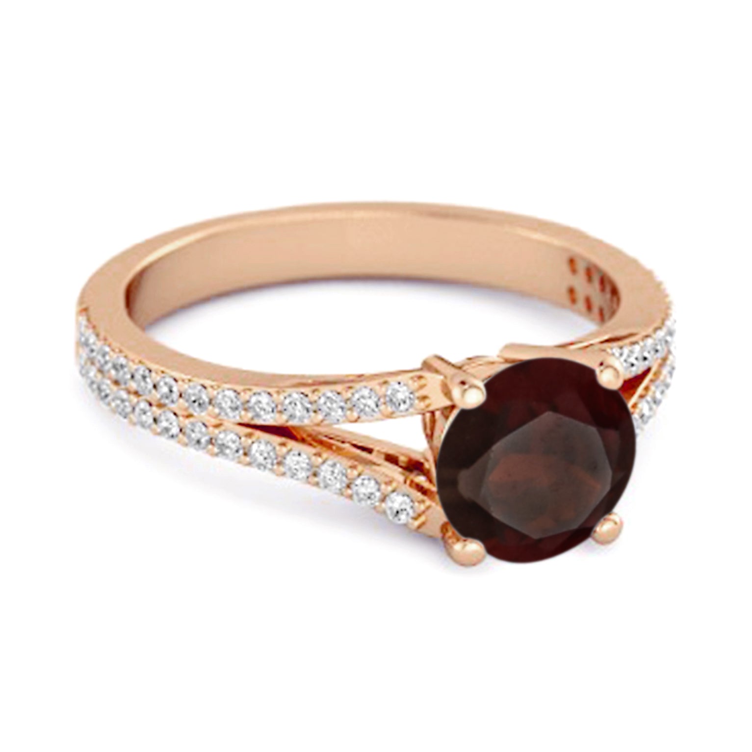 Garnet Split Pavé Band Ring - Sterling Silver