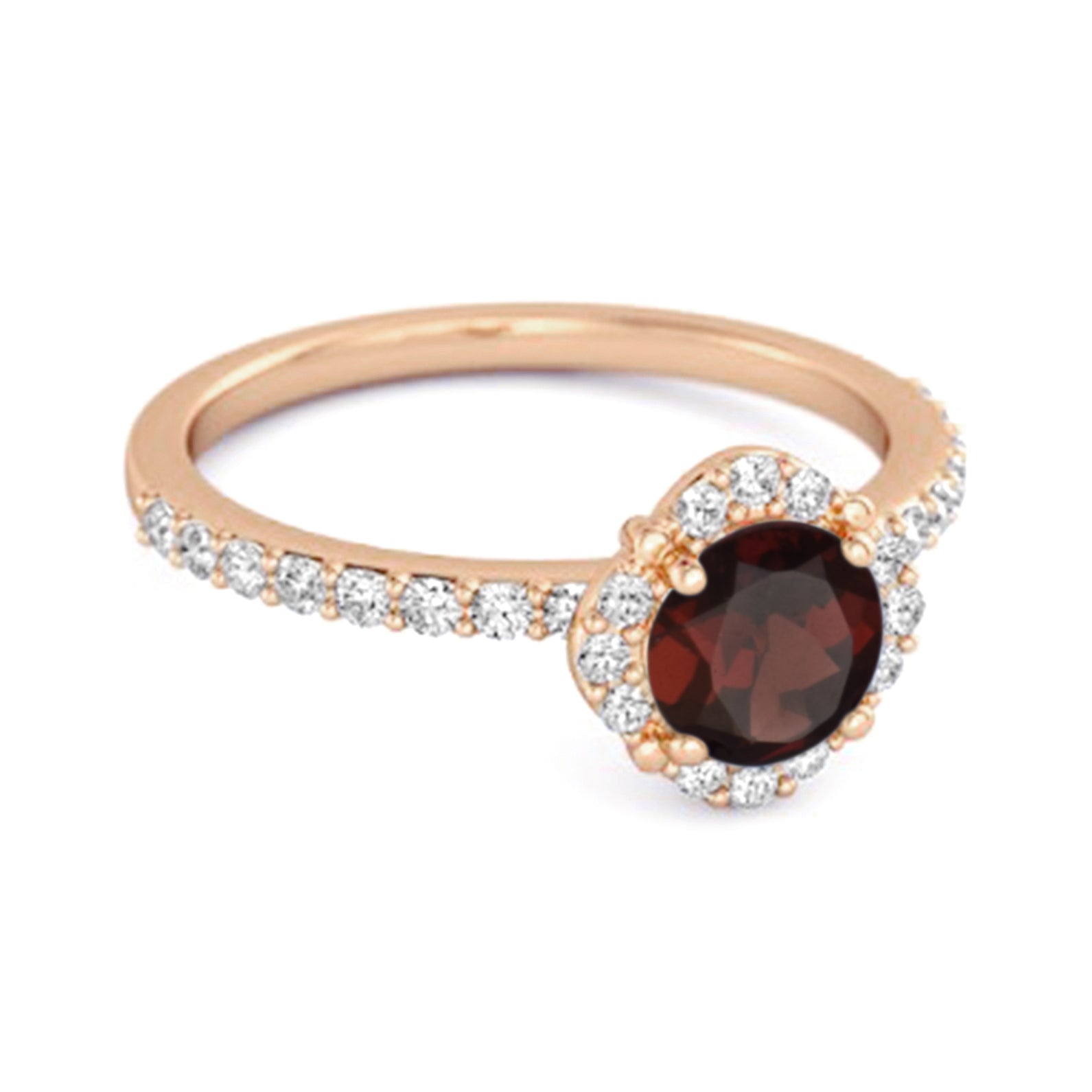 Garnet Floral Halo Pavé Ring - Sterling Silver