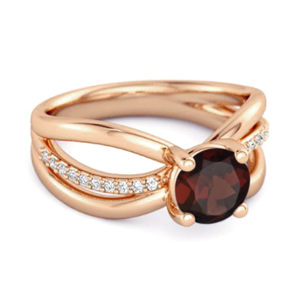 Stackable 3 Band 925 Sterling Silver 0.25 Ctw Garnet Women Ring