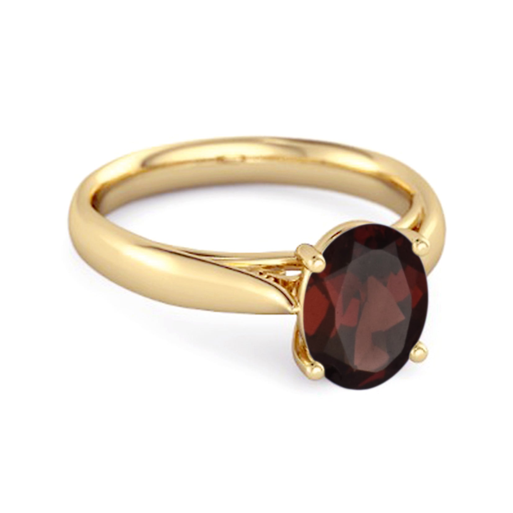 Garnet Classic Solitaire Ring - Sterling Silver
