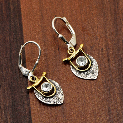 Cubic Zirconia Handmade Dangle Earrings