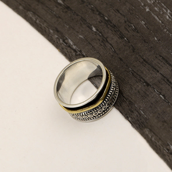 Black Engraved Multi Band Meditation Spinner Ring
