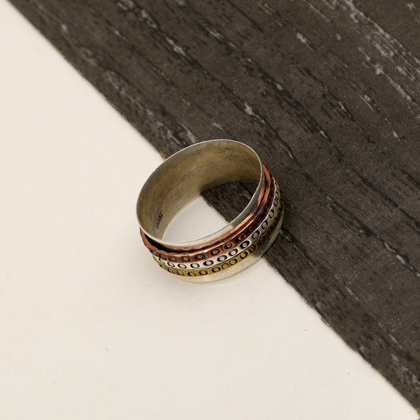Multi Color Band Meditation Fidget Spinner Ring