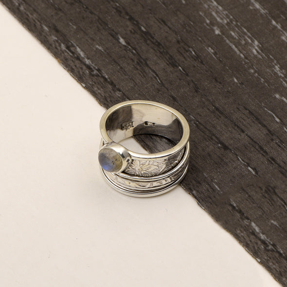 Labradorite Meditation Fidget Spinner Ring