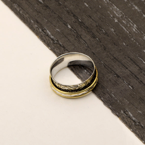 Multi Band Engraved Spinner Ring