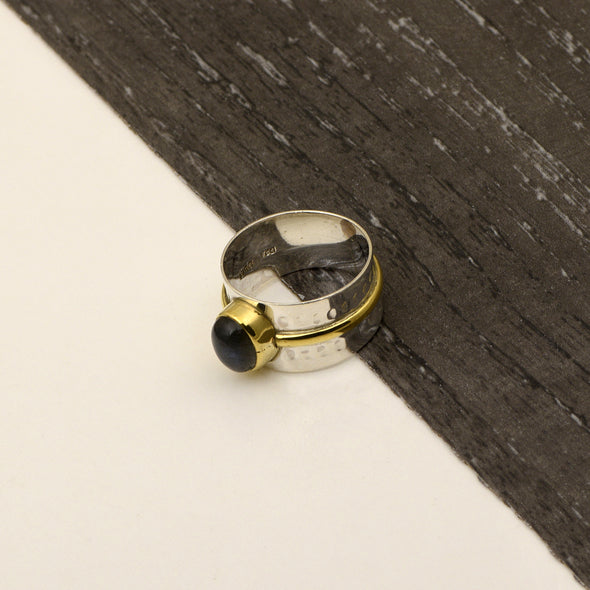 Labradorite Multi Band Engraved Meditation Spinner Ring