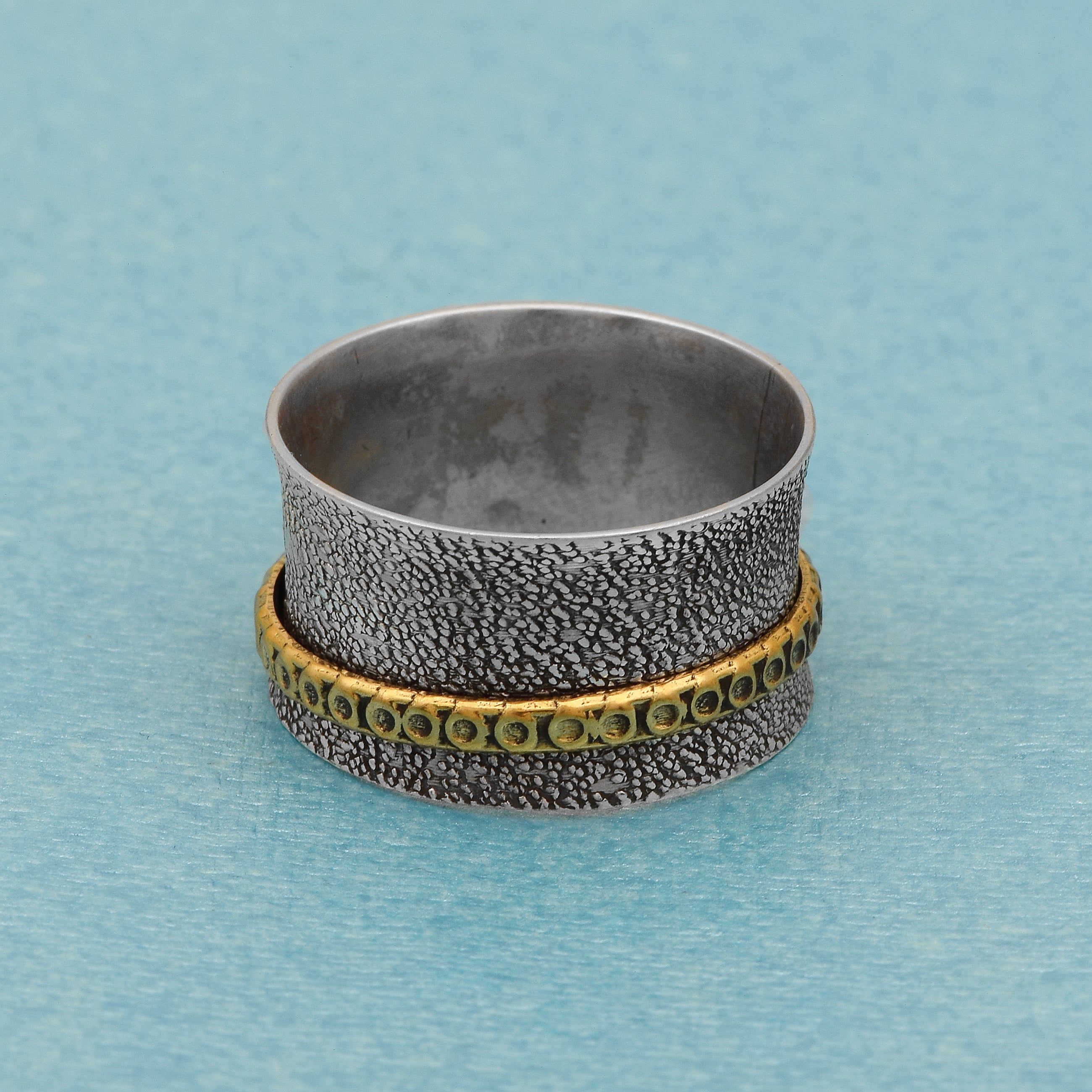 Textured Design Spinner Ring - Sterling Silver