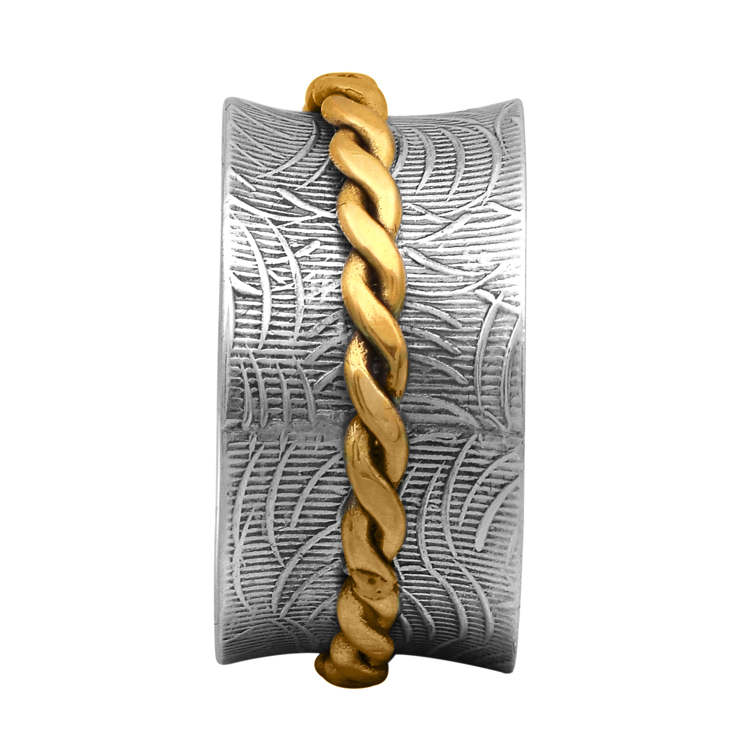 Twisted Gold Plated Spinner Ring - Sterling Silver