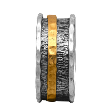 Two Banded Engraved Spinner Ring