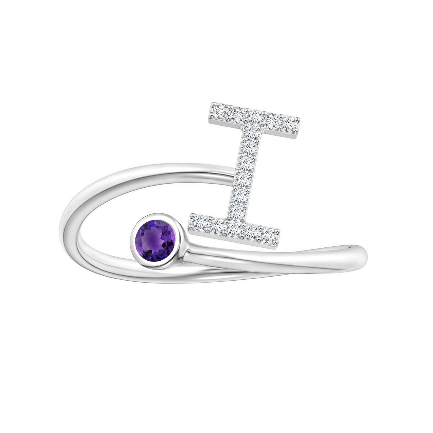 Initials Amethyst Alphabet Ring