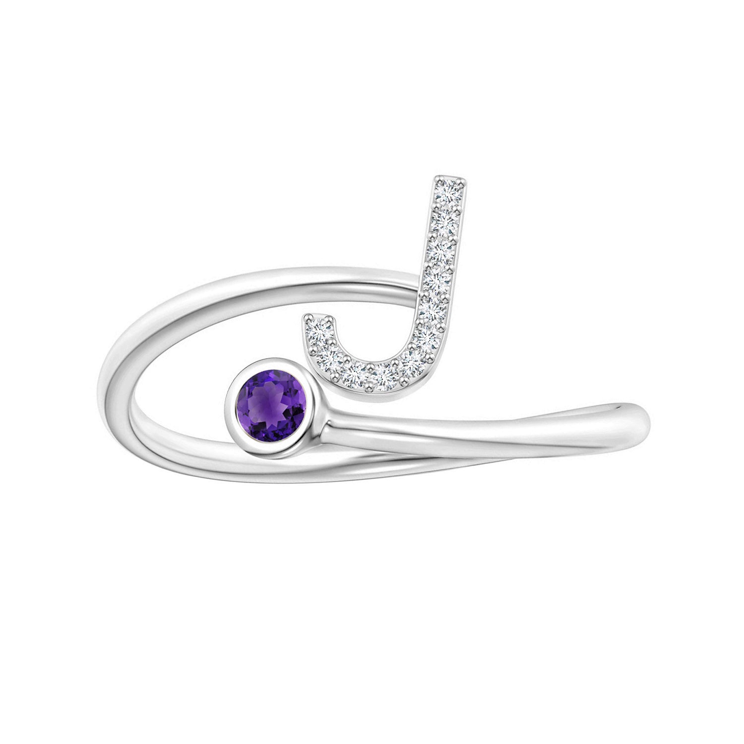Initials Amethyst Alphabet Ring