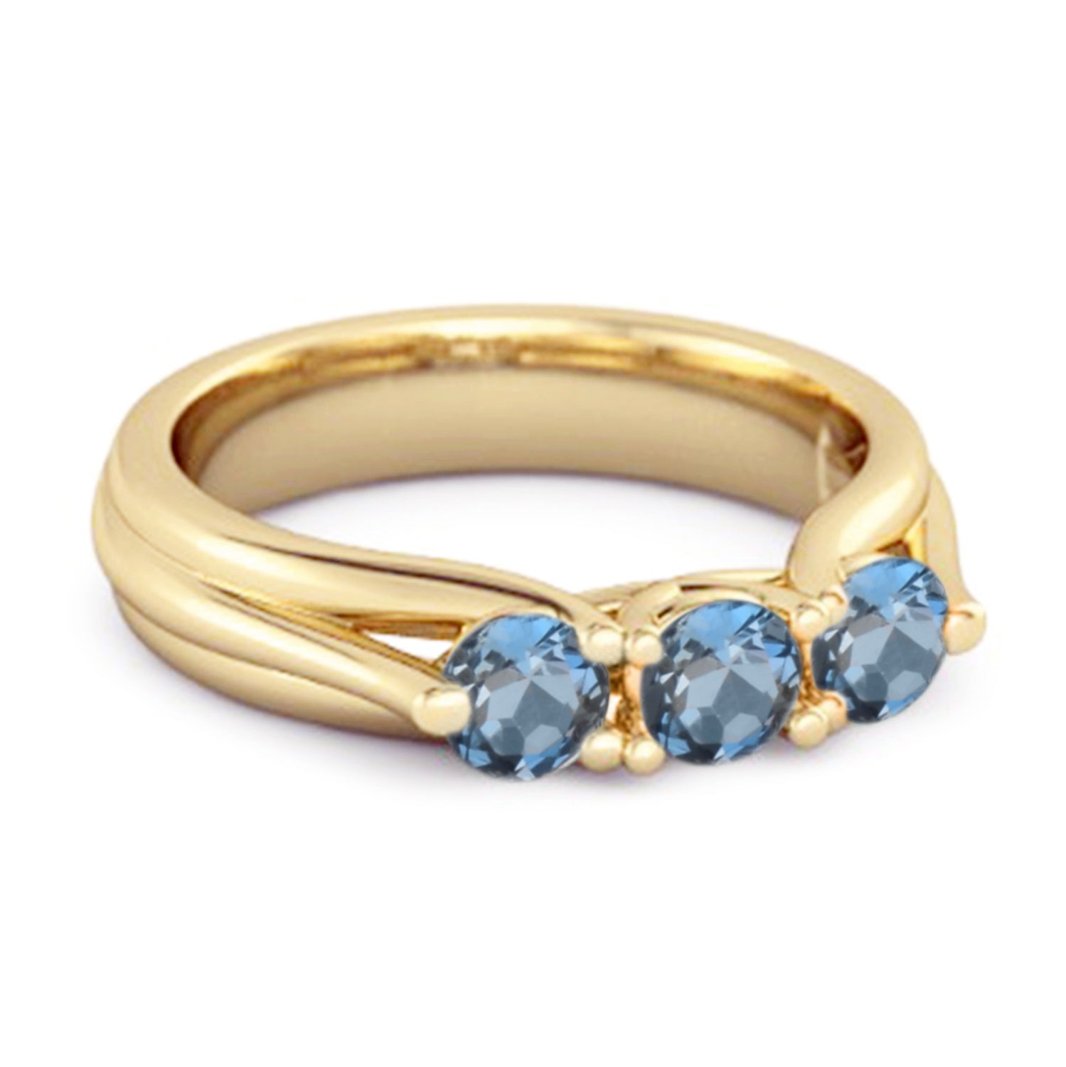 London Blue Topaz Three Stone Ring – Sterling Silver