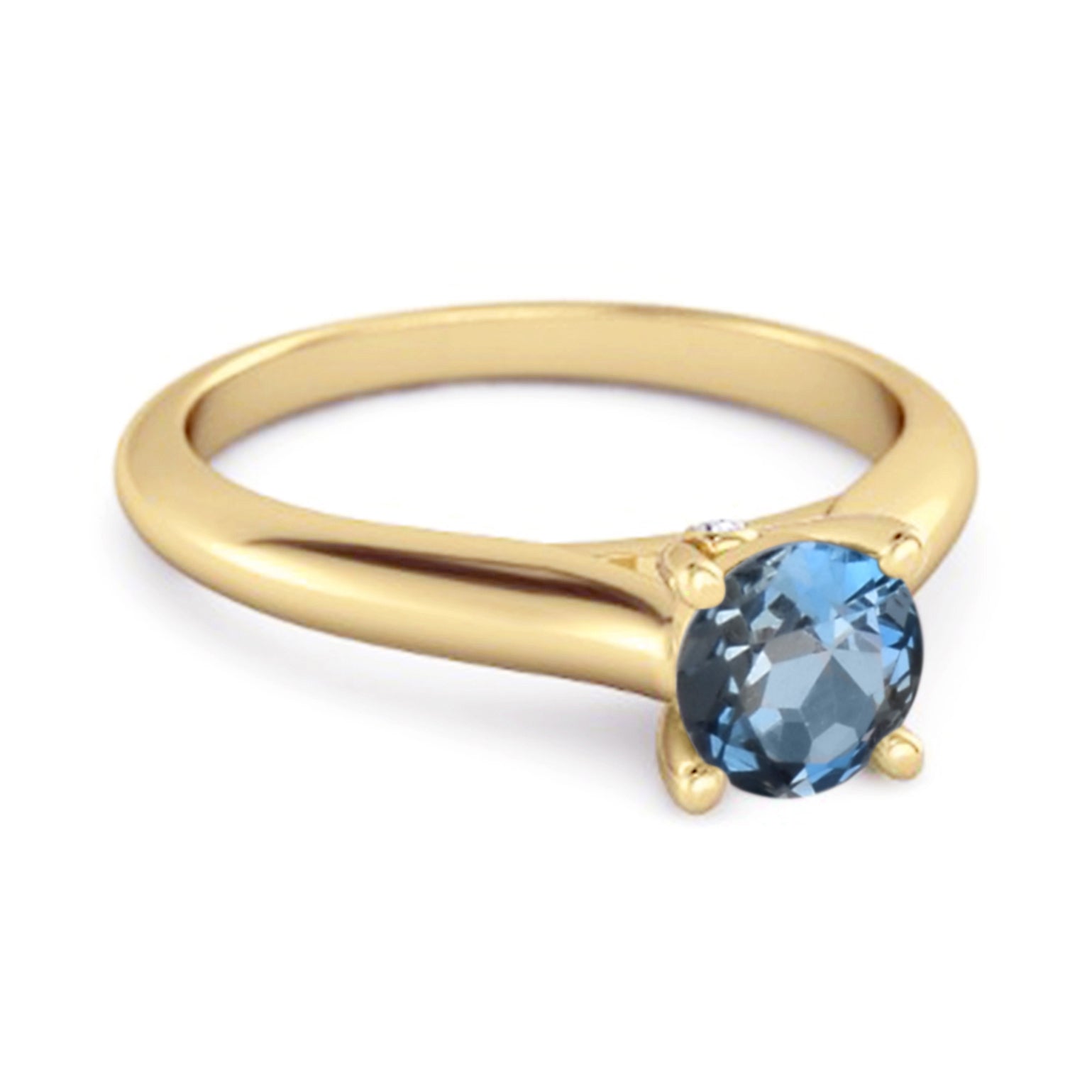 London Blue Topaz Round Solitaire Ring – Sterling Silver