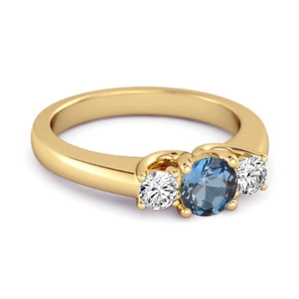 Three Stone 0.10 Ctw London Blue Topaz 925 Silver Engagement Ring