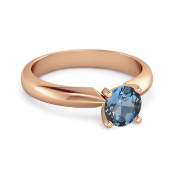 Solitaire 0.25 Cts Brilliant Cut London Blue Topaz 925 Silver Promise Ring