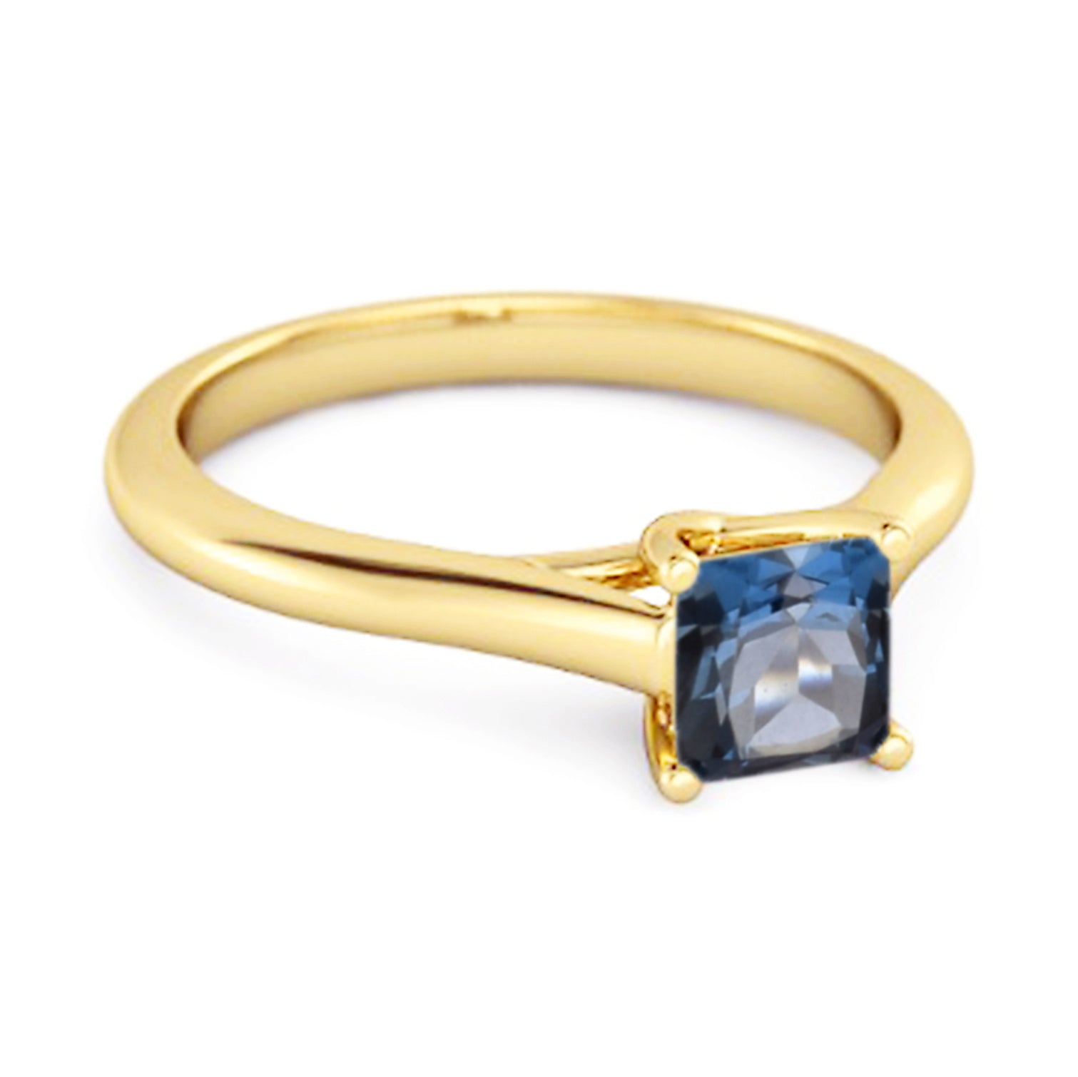 Anello con promessa in argento sterling 925 con topazio blu Londra taglio quadrato solitario
