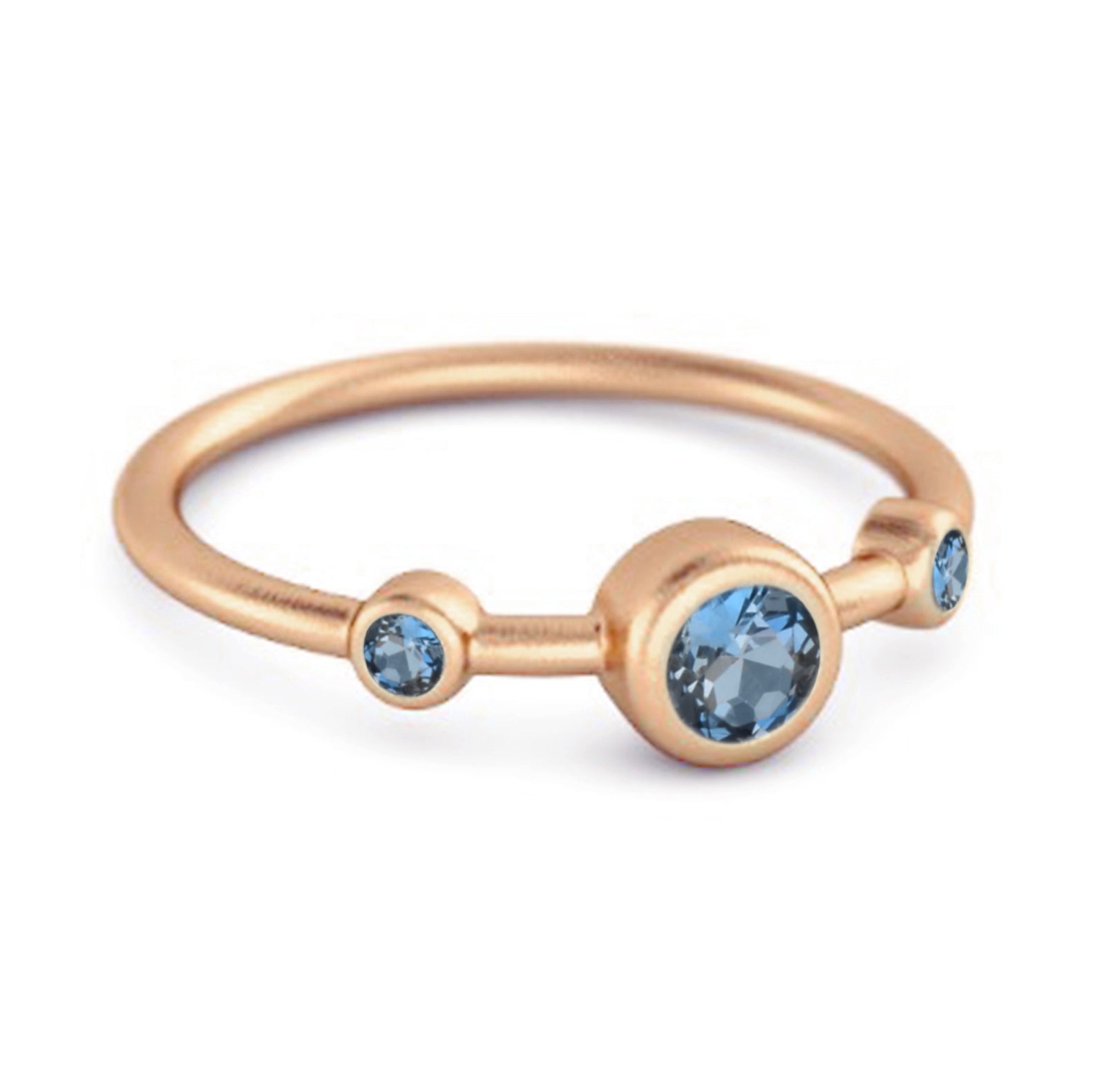 London Blue Topaz Triple Bezel-Set Ring - Sterling Silver