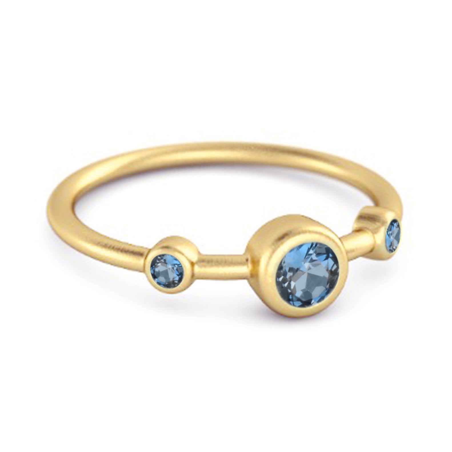 London Blue Topaz Triple Bezel-Set Ring - Sterling Silver