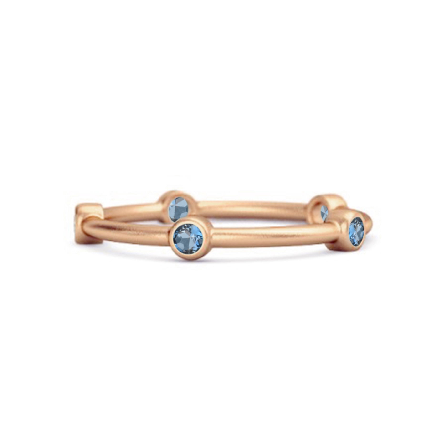 Fede nuziale impilabile in argento sterling 925 con cinque pietre e topazio blu Londra