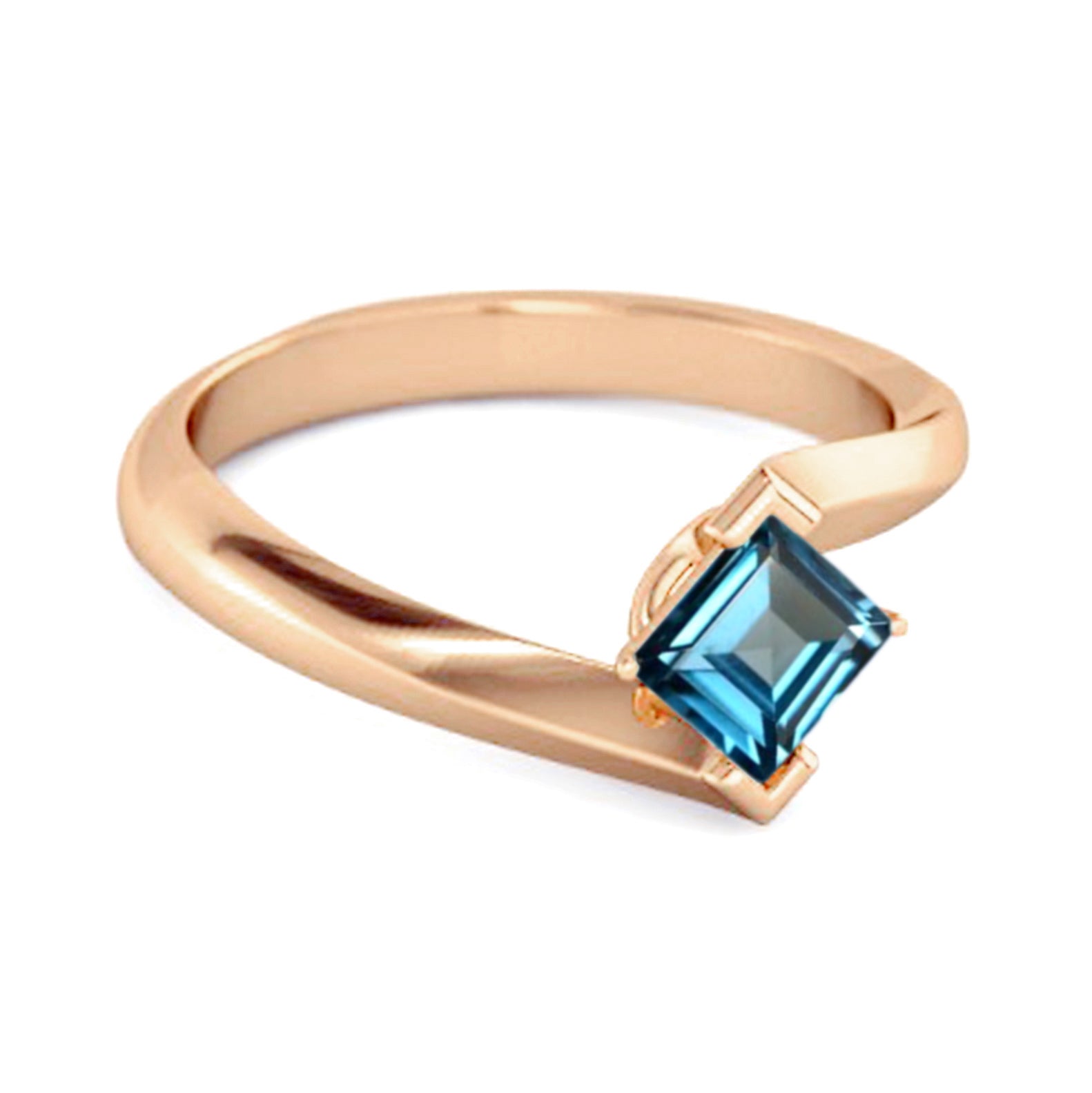 London Blue Topaz Sleek Tension-Style Ring - Sterling Silver