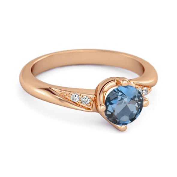 Solitaire 0.25 Ctw London Blue Topaz Accents 925 Sterling Silver Women Ring