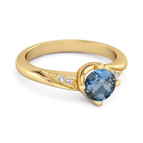 Solitaire 0.25 Ctw London Blue Topaz Accents 925 Sterling Silver Women Ring