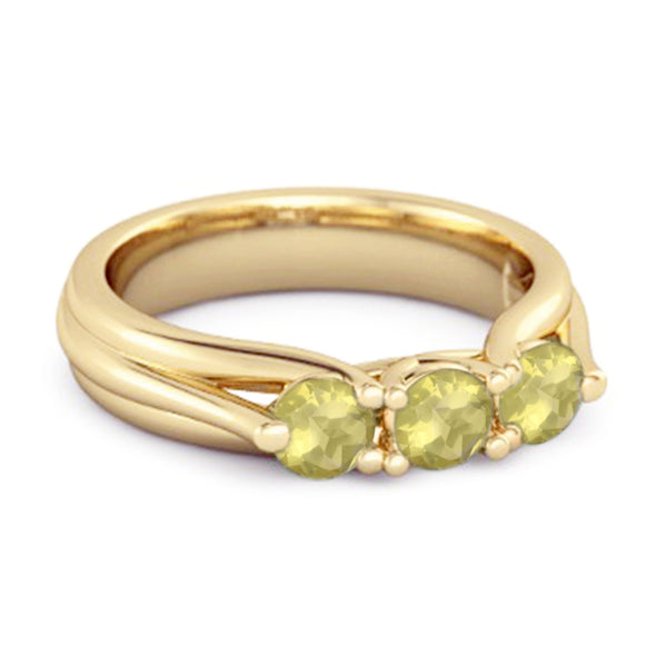 0.30 Ct Lemon Quartz Three-Stone Harmony 925 Silver Promise Ring