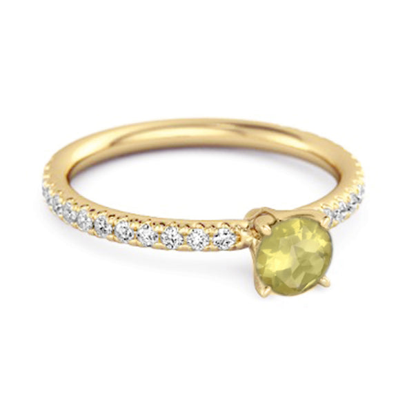 0.25 Ctw Lemon Quartz 925 Sterling Silver Bridal Engagement Ring