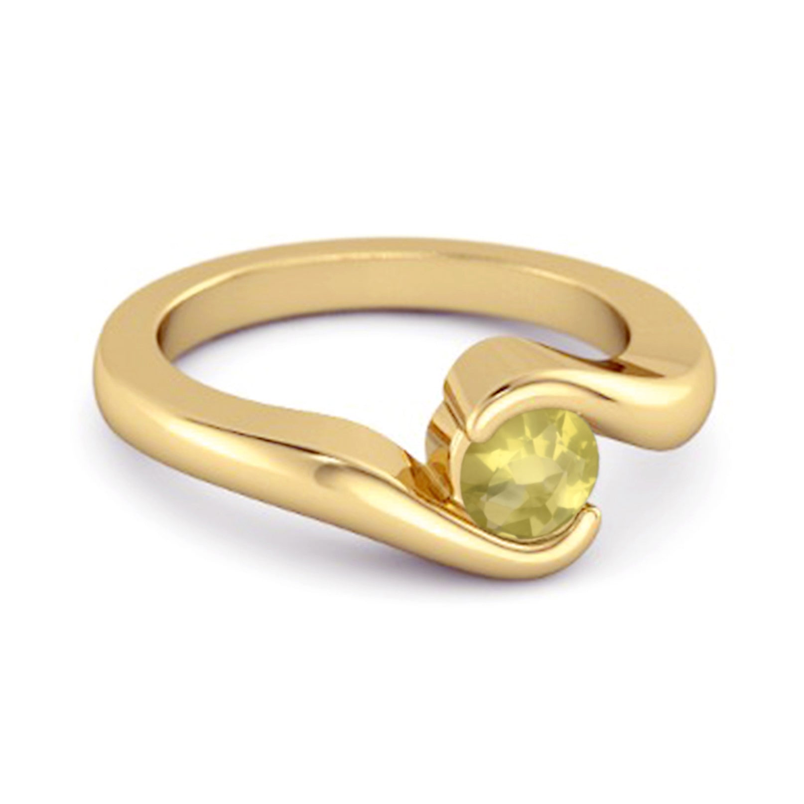 Lemon Quartz Modern Bypass Band Ring - Sterling Silver
