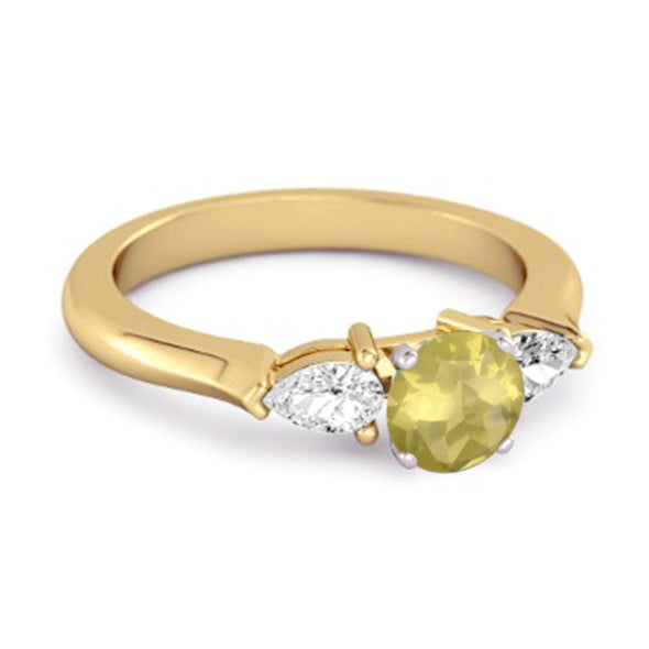 Lemon Quartz Simulated Diamond 925 Sterling Silver Women Love Ring
