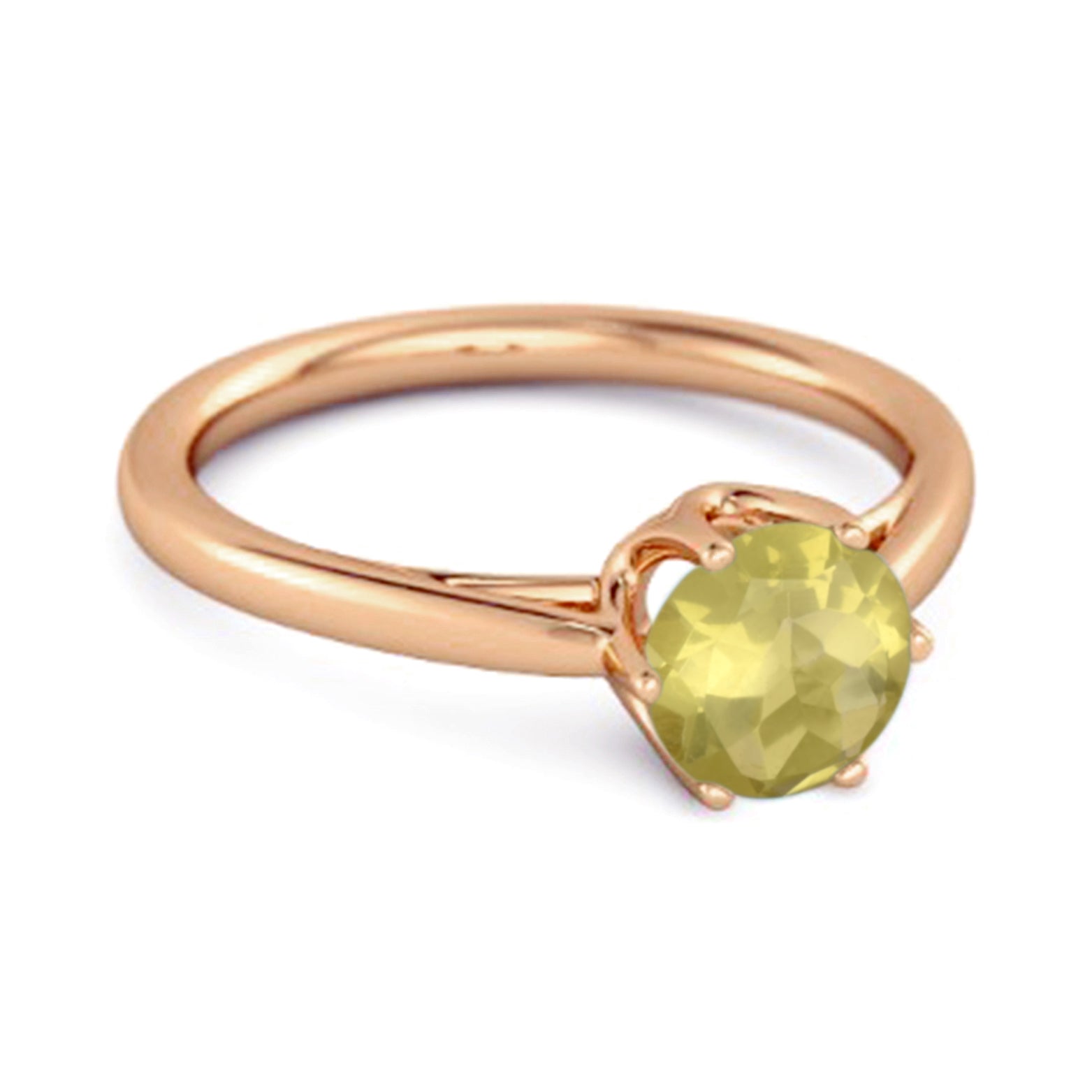 Lemon Quartz Minimalist Solitaire Ring - Sterling SIlver