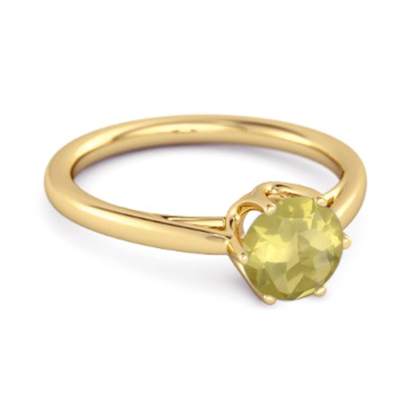Lemon Quartz Minimalist Solitaire Ring - Sterling SIlver