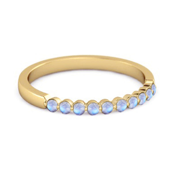 0.20 Ct Moonstone Half Eternity Stacking Ring 925 Sterling Silver