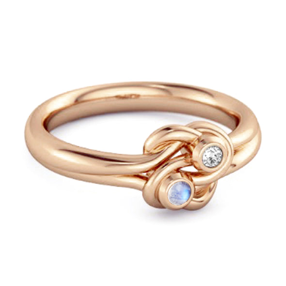 Personalized Love Knot 0.02 Ctw Moonstone 925 Silver Commitment Ring