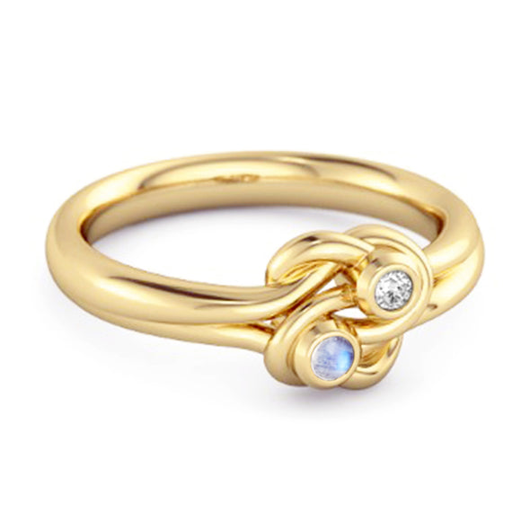 Personalized Love Knot 0.02 Ctw Moonstone 925 Silver Commitment Ring