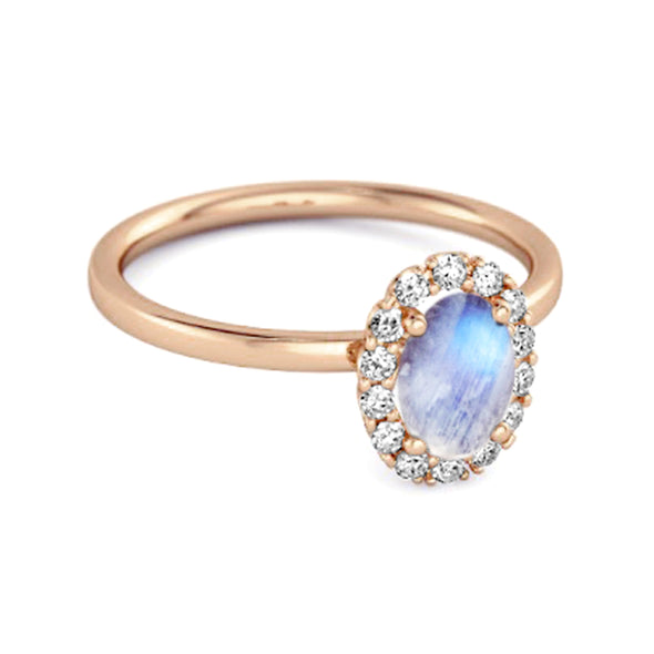 Floating Halo Ring 925 Sterling Silver 1.50 Ctw Moonstone Ring
