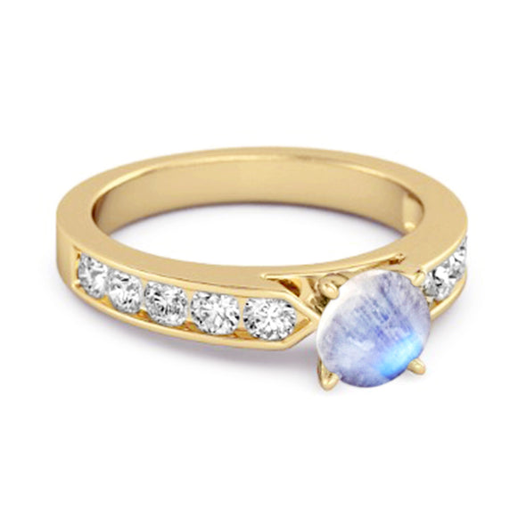 0.25 Ct Moonstone 925 Sterling Silver Marguerite Tale Of Beauty Ring