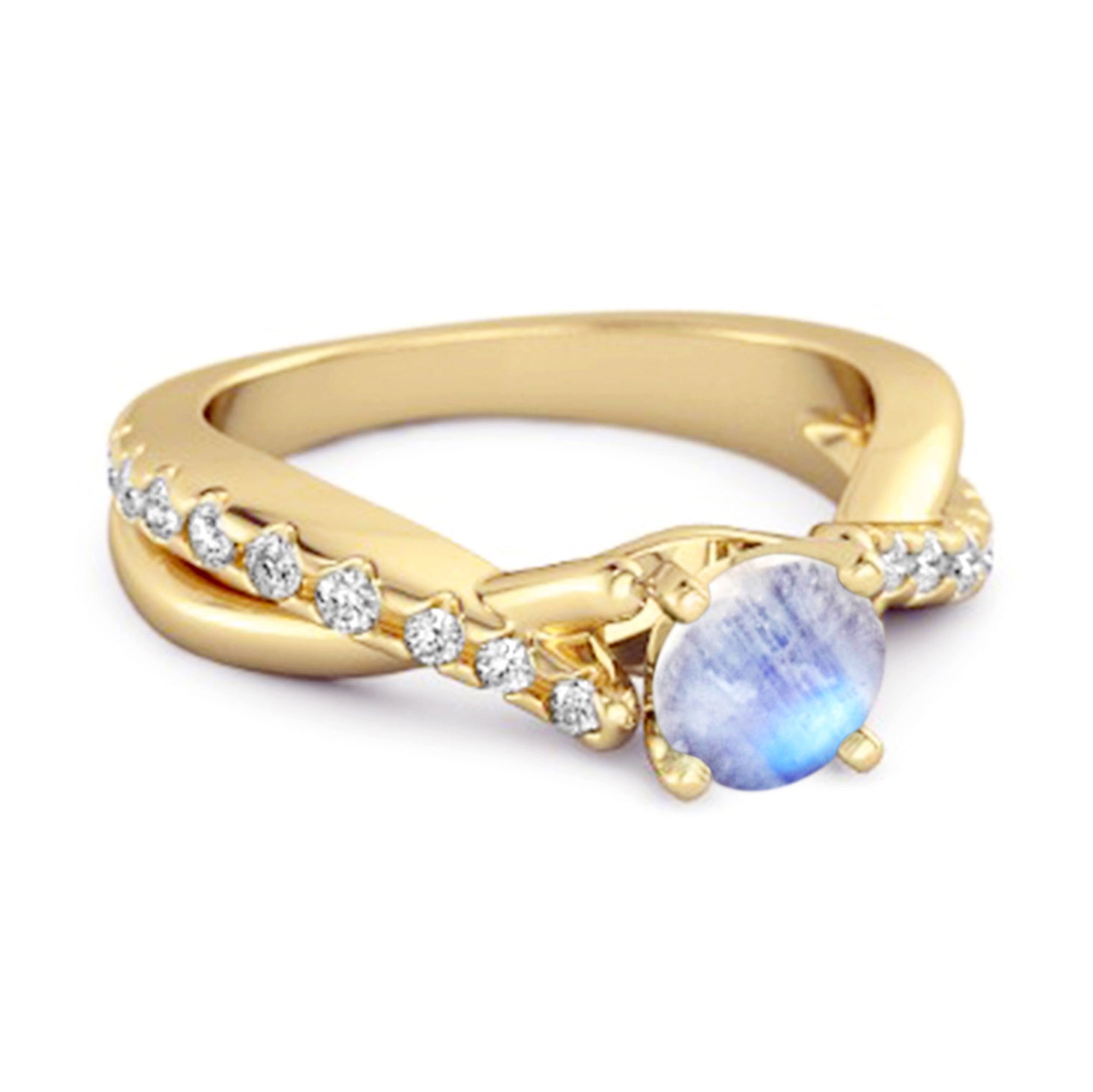 Moonstone Crisscross Stackable Ring - Sterling Silver