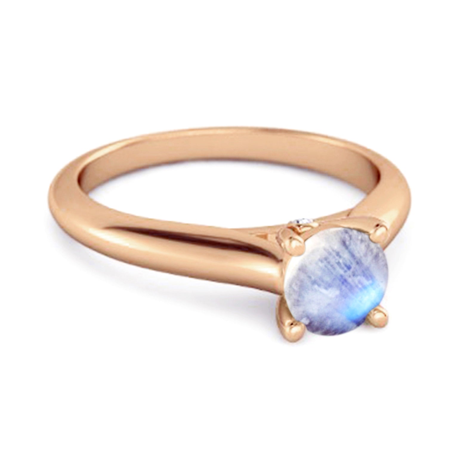 Moonstone Round Solitaire Ring – Sterling Silver